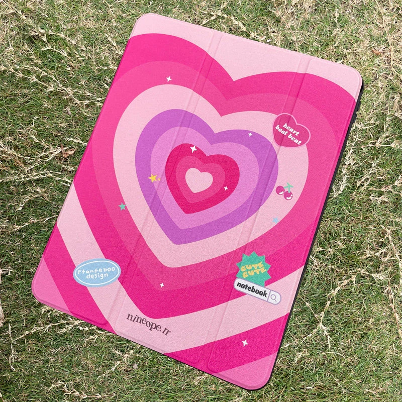 Pink Rainbow Concentric Love Tri-Fold Mirror Cover For iPad Pro 13 11th M5 M4 12.9 A16 7 9th 10th Air 11 M2 M3 Mini Tablet Case