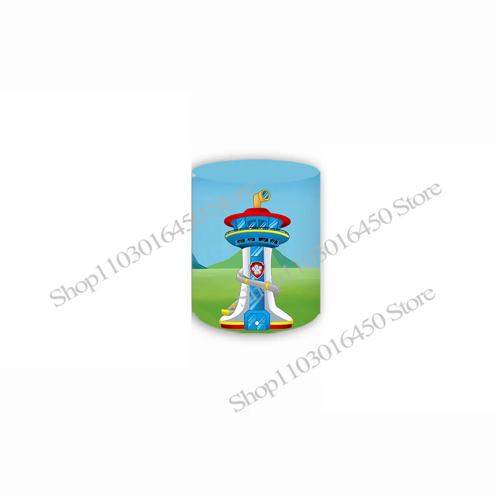 The Paw Patrol Round Backdrop Blue Elastic Circle Baby Shower For Kids Cute Birthday Party Background Cylinder Decoration Props