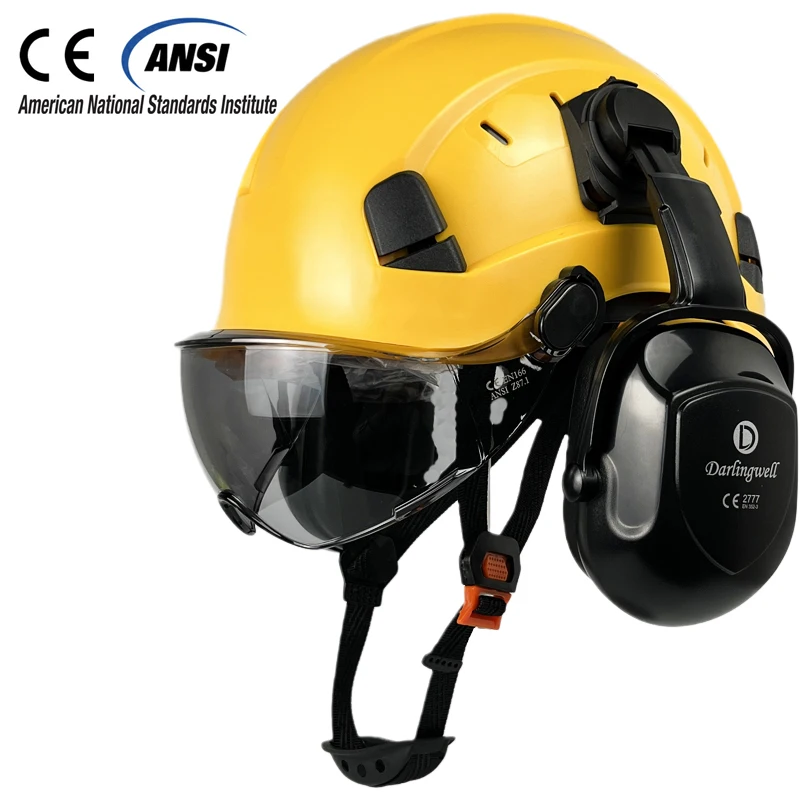 Imagem -06 - Capacete de Segurança da Construção do ce com Óculos de Proteção para a Viseira do Engenheiro com Tampão do Trabalho do Earmuff