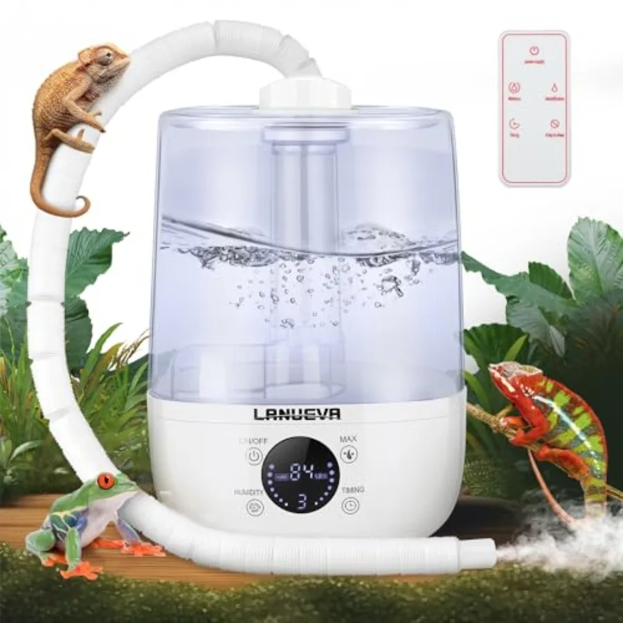 

Reptile Humidifier with Humidity Control Reptile Fogger with 4L Large Tank and Telescopic Hose for Terrariums Remote Control an