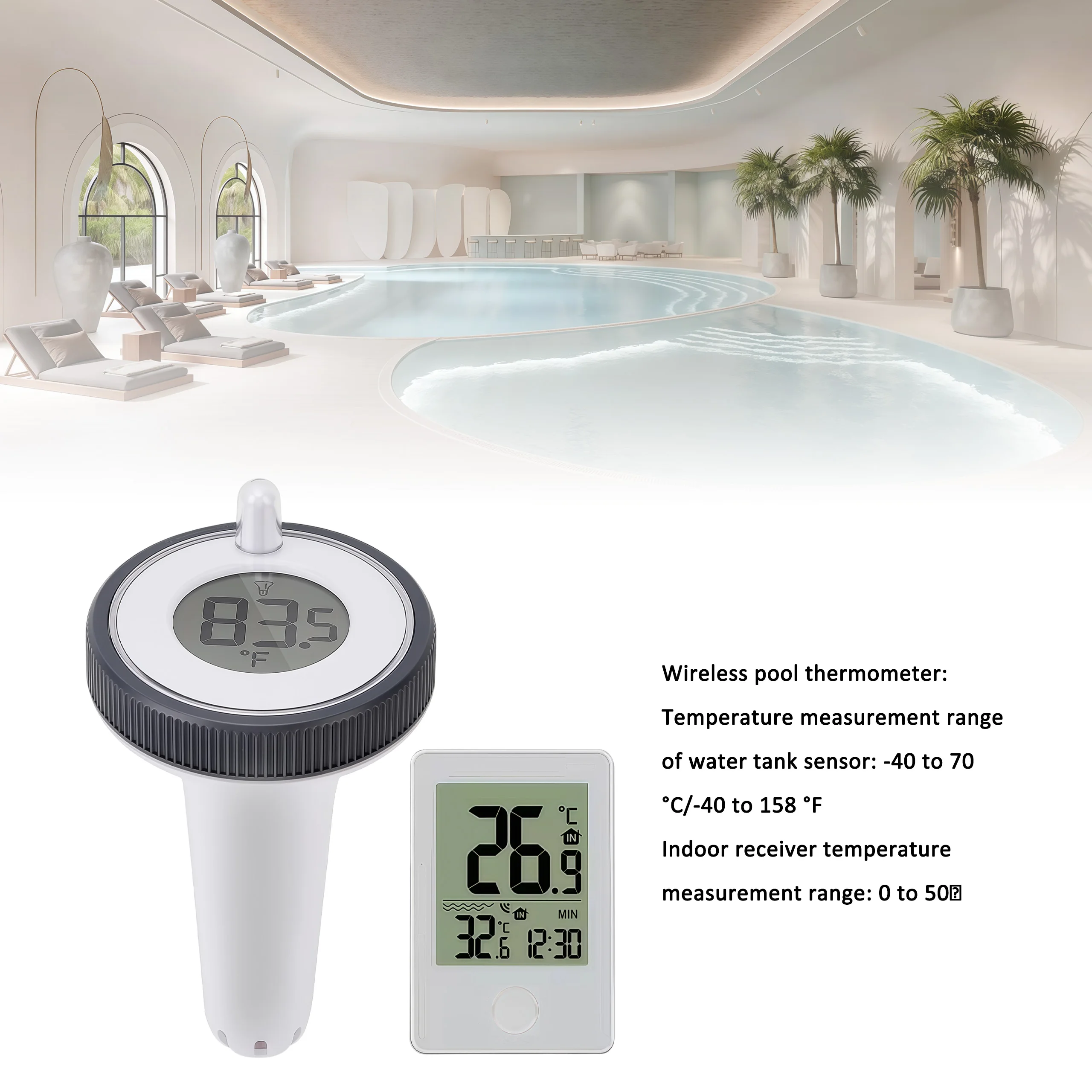 Wireless Pool Thermometer LCD Display 0.1 C Accuracy Waterproof Digital Floating Thermometer Temperature Meter For Swimming Spa