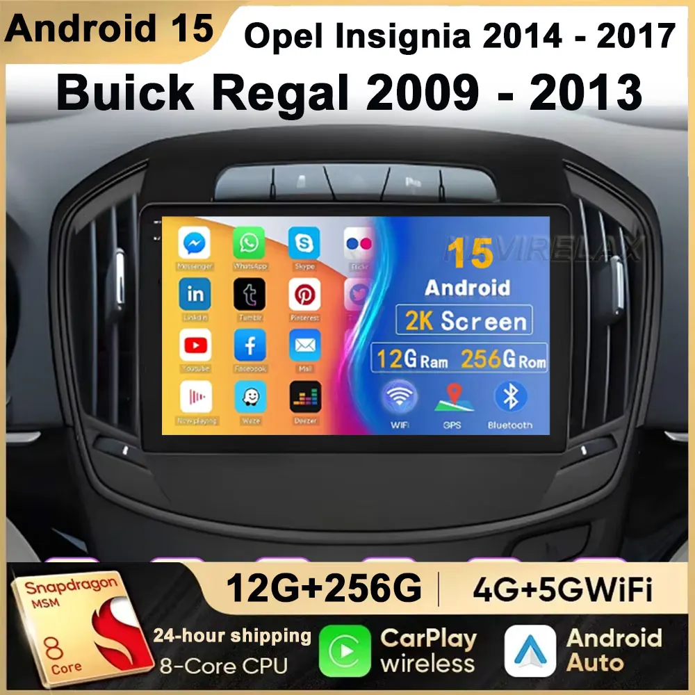 Android 15 Carplay Auto Car Radio For Opel Insignia For Buick Regal 2014 -2017 Car Multimedia Video Player GPS Head Unit Stereo