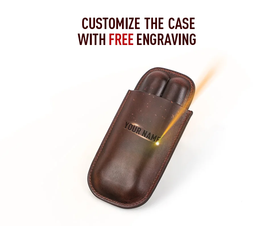 CONTACT'S FAMILY Leather Cigar Case Multiple Cigars Sets Storage Portable Cigar Box Humidor Box for Travel Gift for Man Father