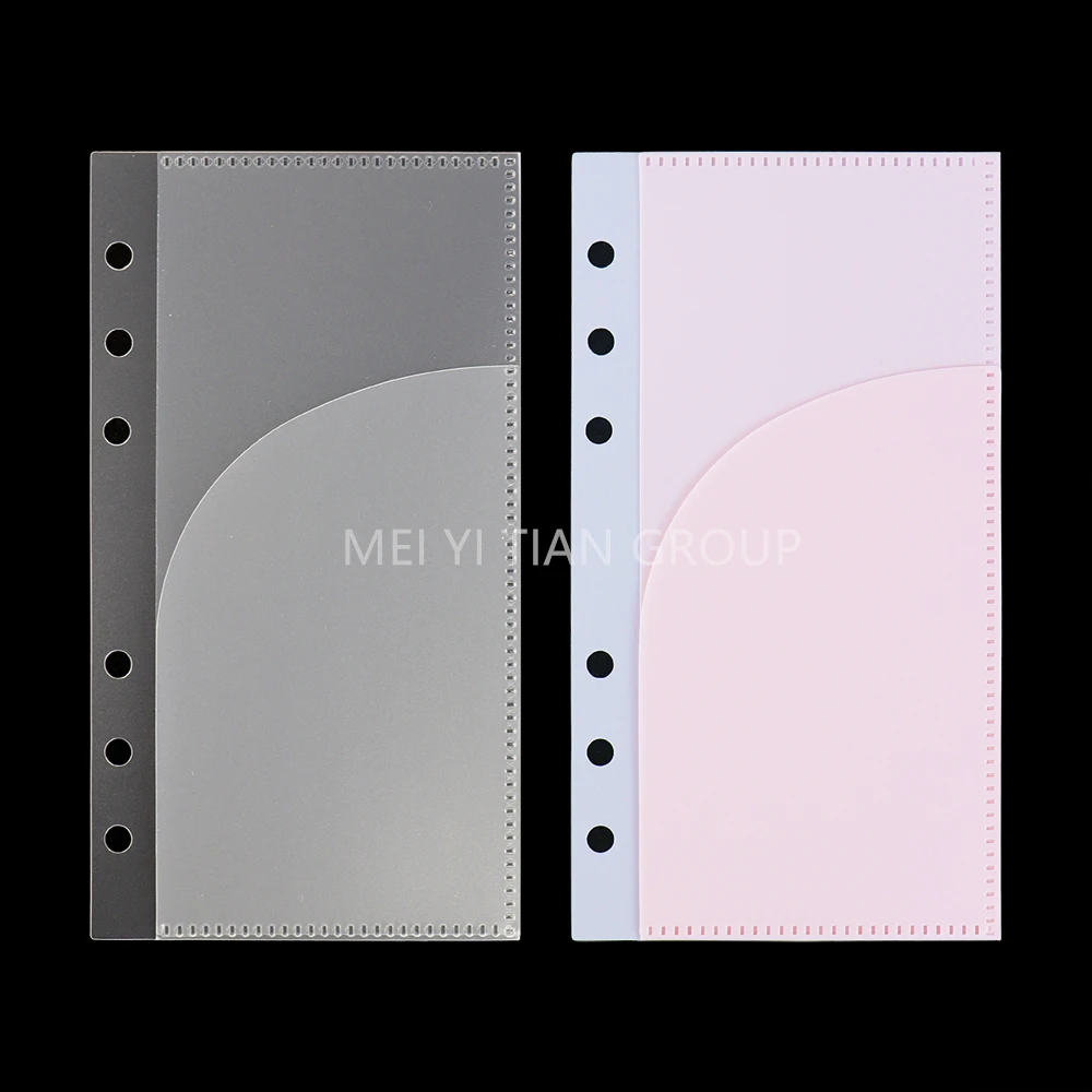 5PCS A6 Cash Envelopes Frosted Binder Pockets Loose Leaf 6 Hole Punched Pink Budget Pocket Double Side Opening Money Envelope