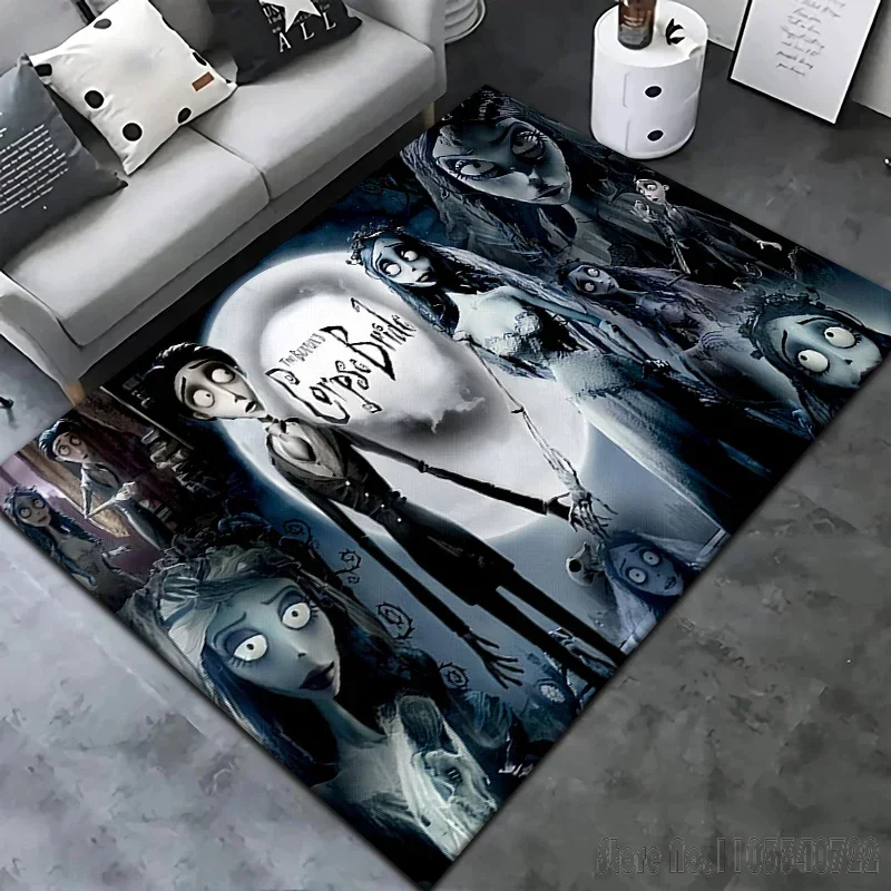 Tim Burton's Corpse Bride Cartoon Rug Carpets 120x160cm Decor for Living Room Children's Bedroom Sofa Bathroom Kids Floor Mat