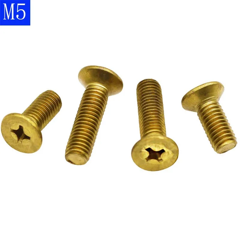 M5 - 0.8 ( 5mm )  Solid Brass Phillips FLAT HEAD Machine Screw DIN 965 Bolts ISO 7046 bolts Type H Recess