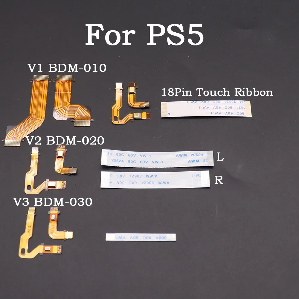 Left Right R1 L1 L2 R2 Motor Connect Flex Cable Handle Button Board & Touch & Microphone Ribbon Cable For PS5 V1 V2 V3 Controlle