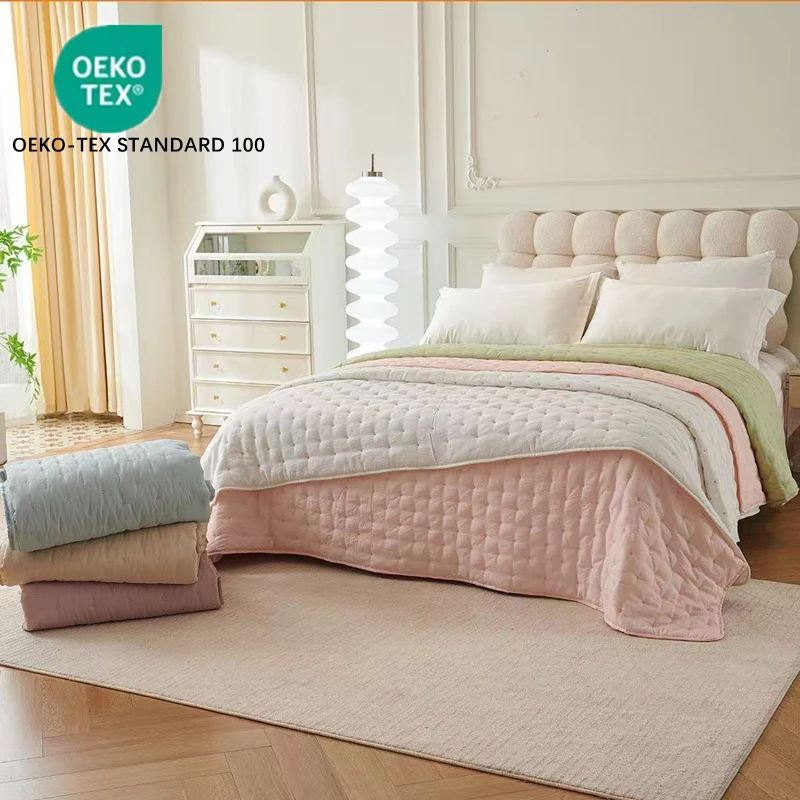 220x240cm Eucalyptus Lyocell Fiber Blanket Summer Cooling Silky Embroidery Quilt Double Bed Cover OEKO-TEX STANDARD 100