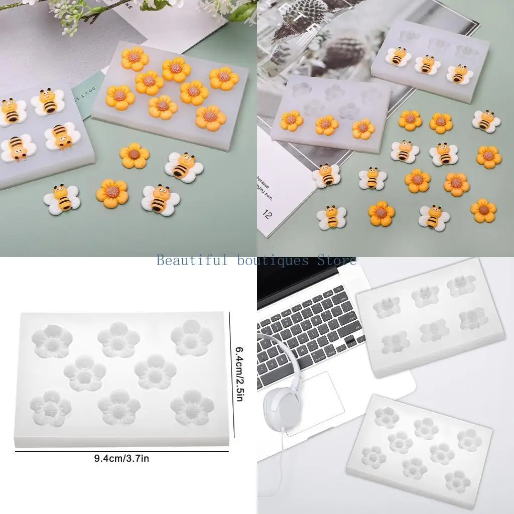 

U4LF Flower Resin Mold Silicone,Bee Resin Mould Epoxy Resin Casting Mold Phone for Case Decor Resin Mold for Jewellery Making