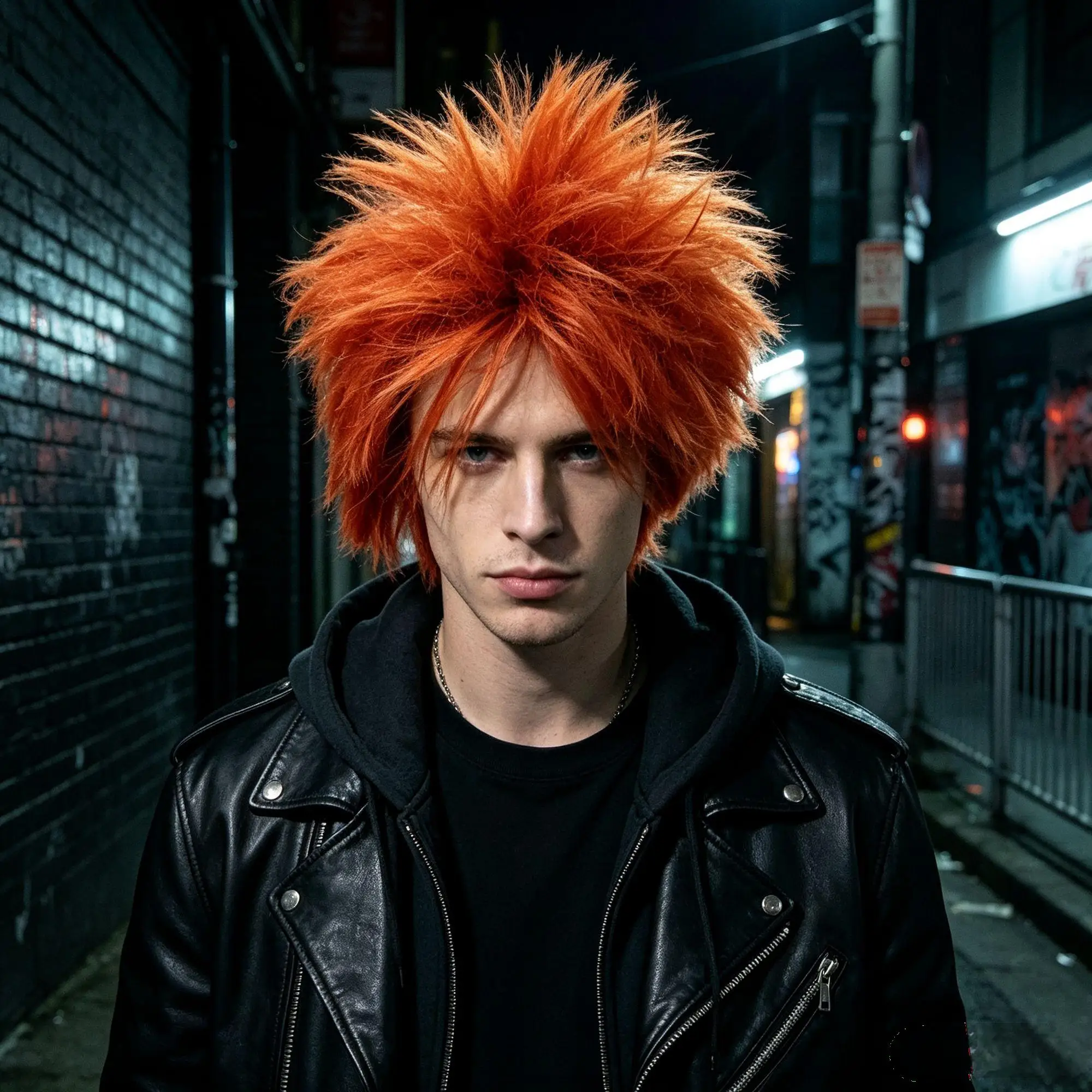 Synthetic Orange Spiky Short Wig Fluffy Messy Layered Hair Anime Style For Halloween Cosplay Party Costume