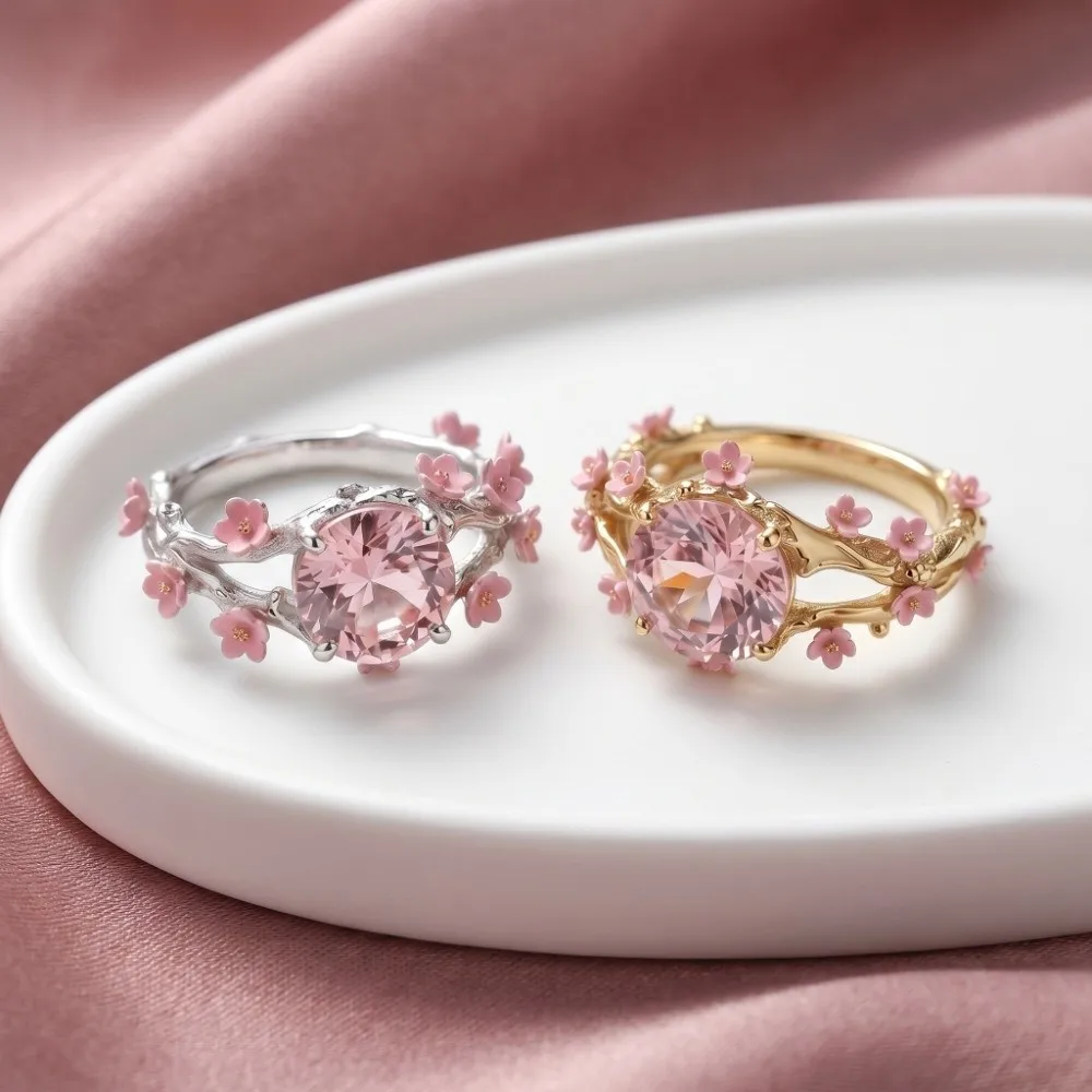 Fashion Elegant Flower Crystal Ring Light Luxury Hollow Out Rhinestone Ring Alloy Delicate Finger Jewelry Ladies Jewelry