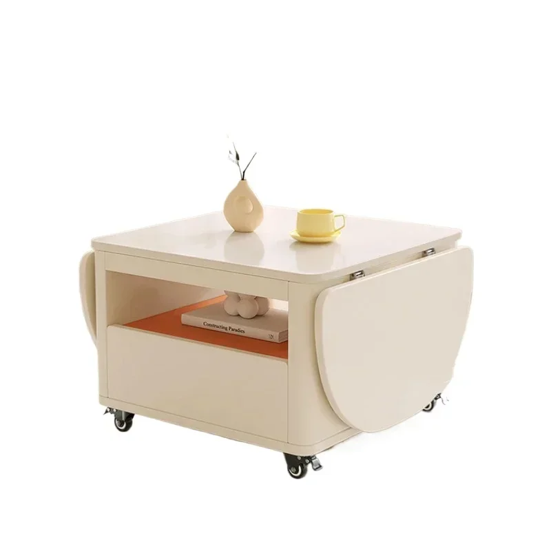 

Movable folding coffee table, dining table integrated , living room side with several multi-functional telescopic tea table
