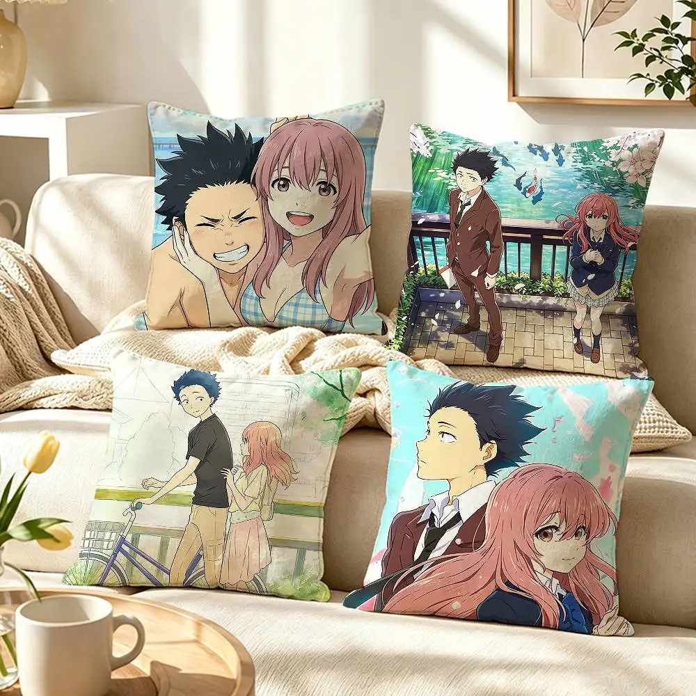 School Anime A Silent V-Voice  Pillow Case Pattern Printed Pillowcase For Living Room Sofa Cushion Cover
