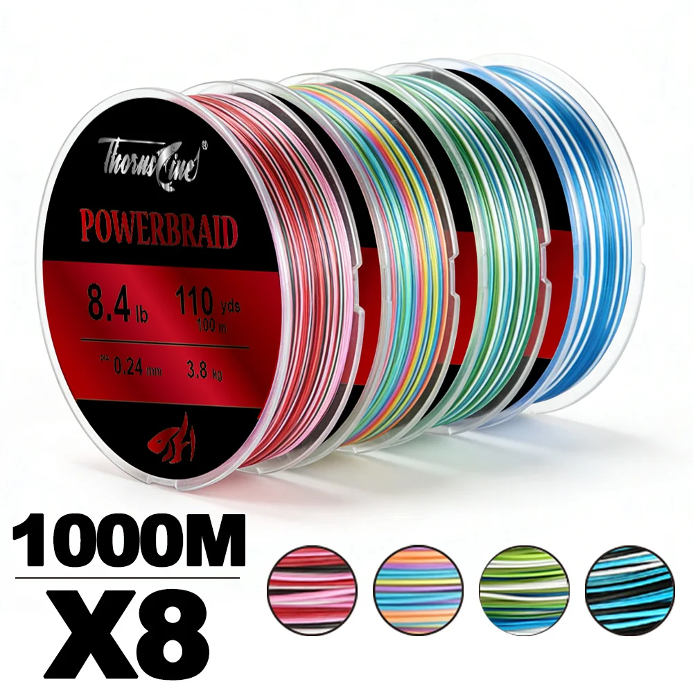 ThornsLine POWERBRAID 8-Fach Geflochtene PE-Schnur 1000M Hochfeste Multifilament-Angelschnur aus Japanischem Material für Meeresangeln
