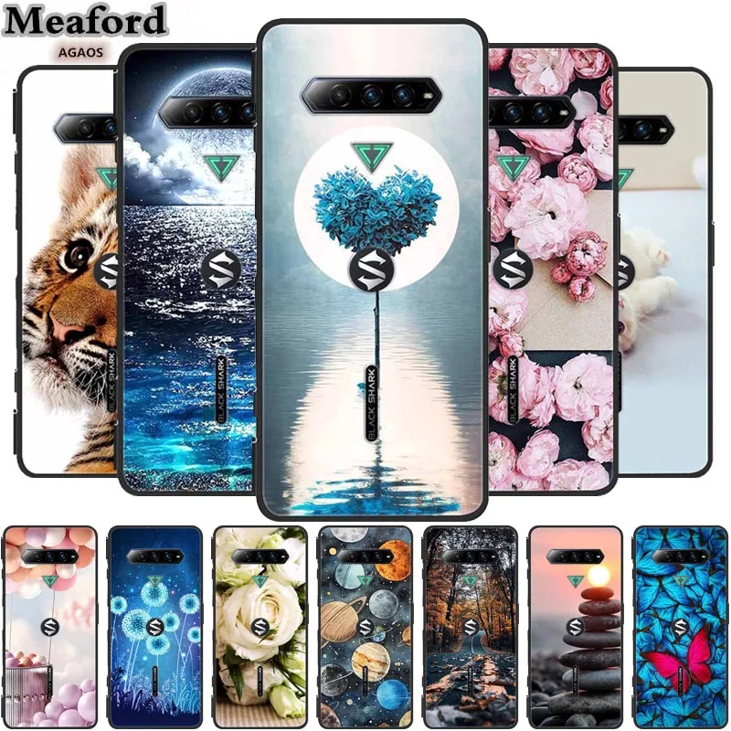 Funda trasera de silicona suave para Xiaomi Black Shark 4 Pro, carcasa de TPU con patrón de flores, para teléfono móvil Xiaomi Black Shark 4S