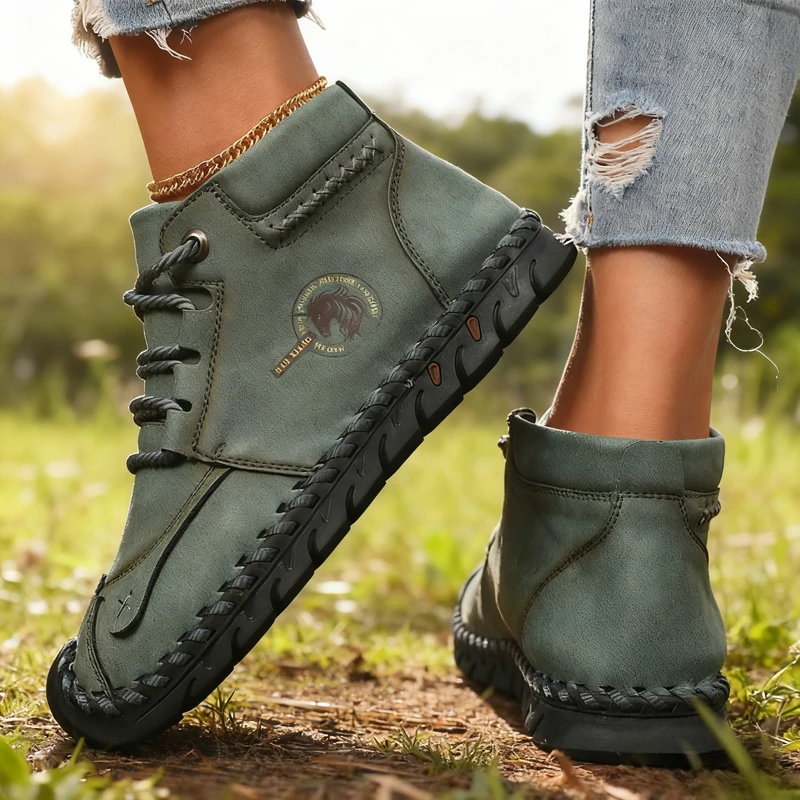 편안한 여성 신발 수제 가죽 캐주얼 남성 신발 디자인 스포츠 신발 통기성 가죽 신발 또한 앵클 부츠 아웃도어