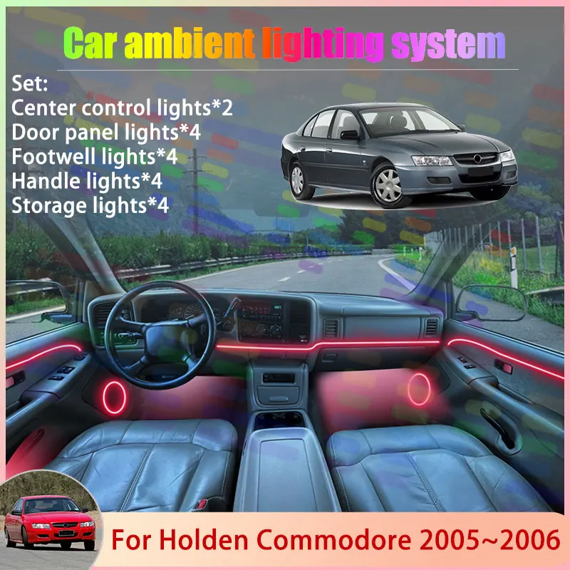 For Holden Commodore 2005~2006 MK3 VZ 2/24 in 1 Car Atmosphere Light Lamp RGB Shade Ensemble Streamer Atmosphere Set Accessories