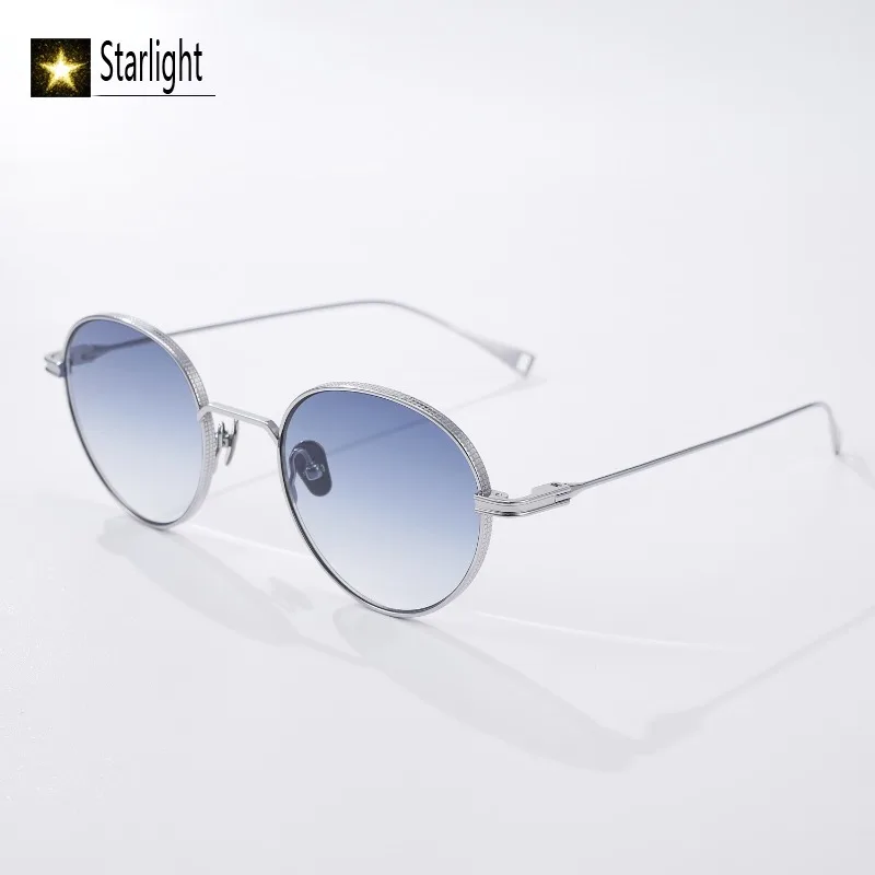 

Ультралегкие градиентные солнцезащитные очки из чистого титана высокого качества, женские круглые очки для путешествий с защитой от УФ-излучения UV400, мужские модные очки для активного отдыха, трендовые, 139 мм