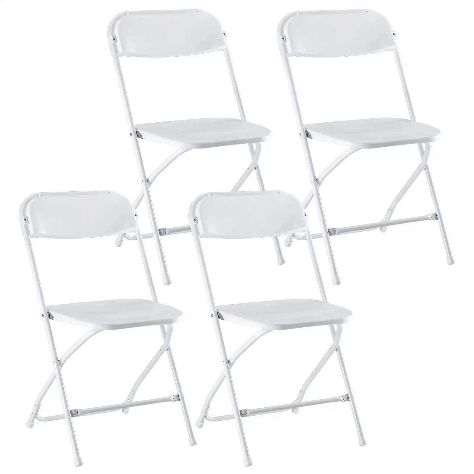 Plastic Folding Chairs for Parties and Weddings, Stackable Commercial Event Seating, Static Load Capacity 330 lbs, Set of 4, Whi