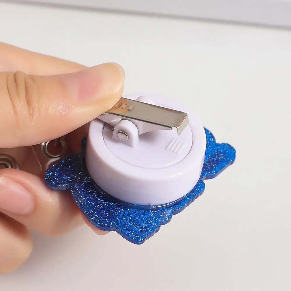 

360 Rotating Retractable Badge Reel Simplicity Alligator Clip Easy To Pull Buckle Glitter Acrylic Nurse ID Holder Hospital Use