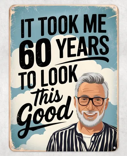 60 Years to Look This Good Metal Poster Wall Tin Sign Man Cave Shed Home Plaque --Tin Sign