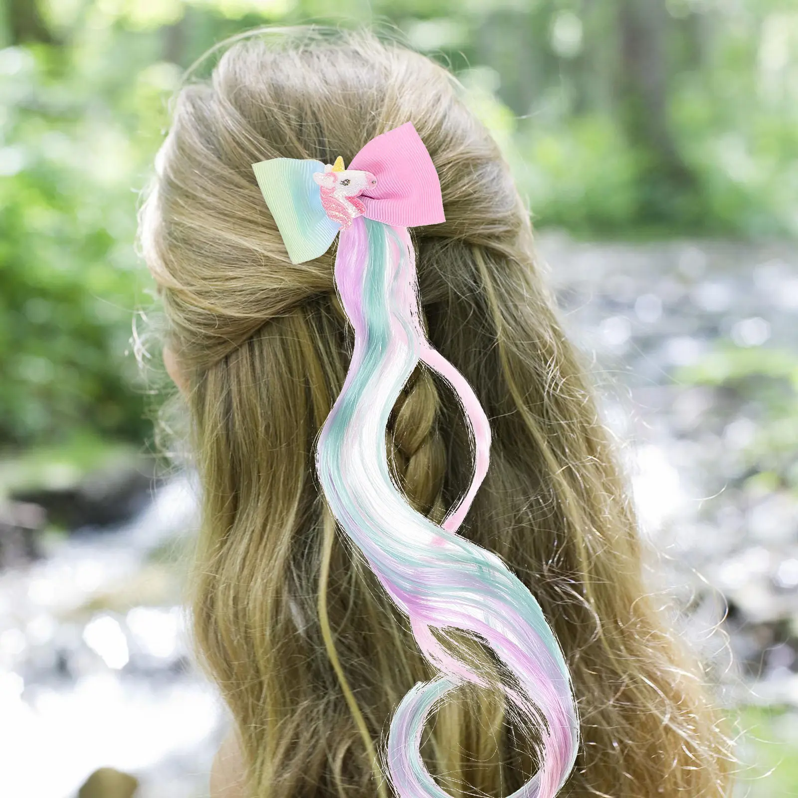 

Набор из 6 детских накладных прядей для волос для девочек, цветные, на заколках, яркие, устойчивые к выцветанию, безопасные, гипоаллергенные, для дня рождения