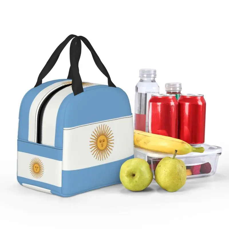 Flag Of Argentina Insulated Lunch Bag for School Office Portable Thermal Cooler Bento Box Women Kids