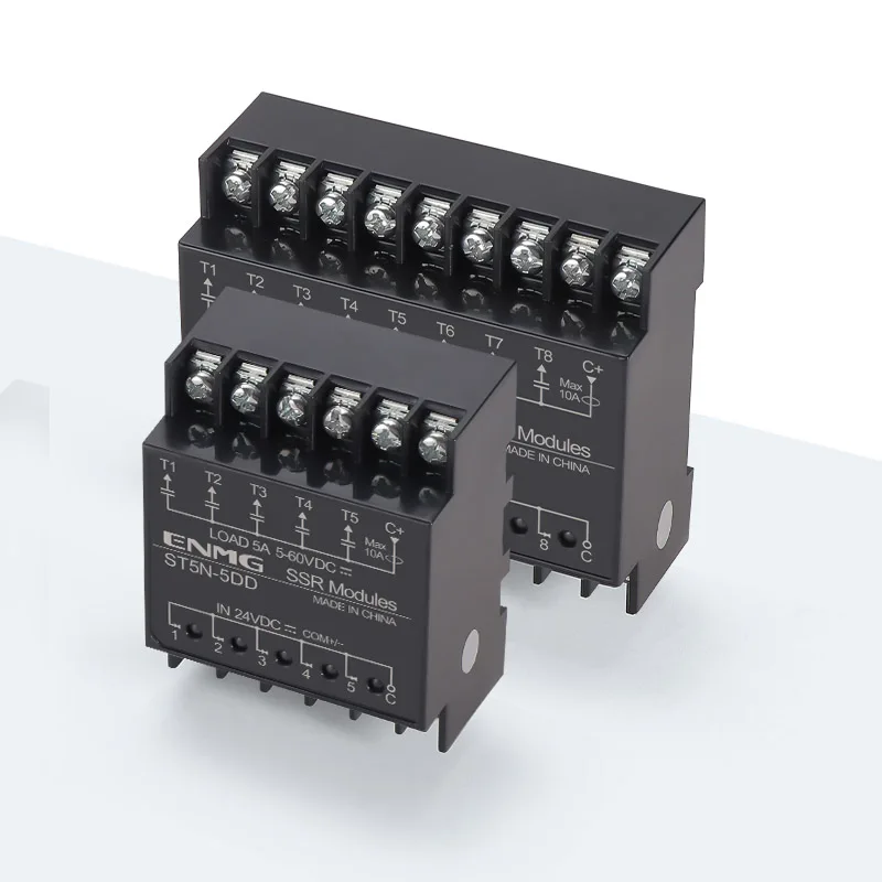 ENMG Opto-Isolated Multi-Channel Solid State Relay Module - 24VDC to DC Control, DIN Rail Mount, 220VAC Output LED Display ST5P.