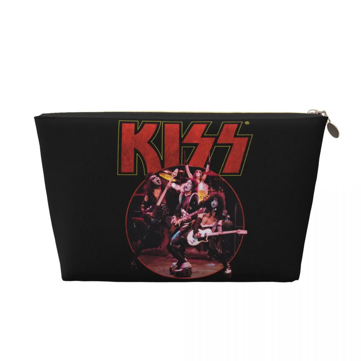 Custom Kiss Rock Metal Band Travel Toiletry Bag for Women Cosmetic Makeup Bag Beauty Storage Dopp Kit