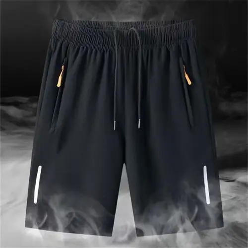 Men's Summer Ultra-thin Ice Silk Beach Casual Shorts Jogging Sport Quick Dry Male Zipper Loose Gym Sports Short Pants Sweatpant - Image 2