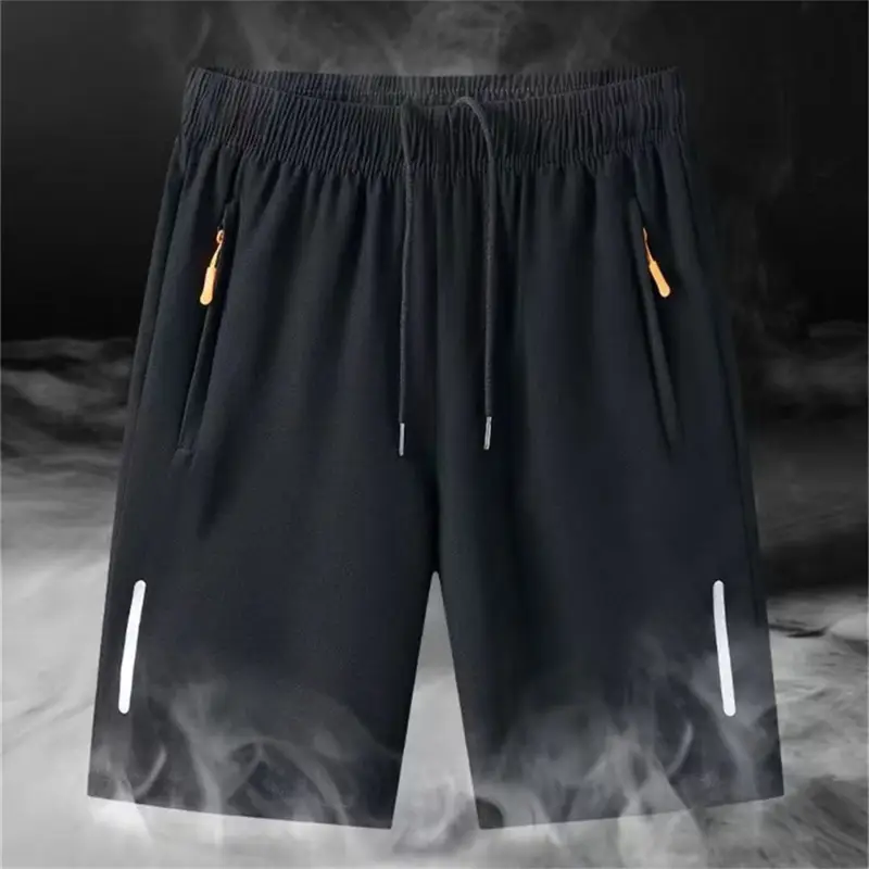 Men's Summer Ultra-thin Ice Silk Beach Casual Shorts Jogging Sport Quick Dry Male Zipper Loose Gym Sports Short Pants Sweatpant - Image 2