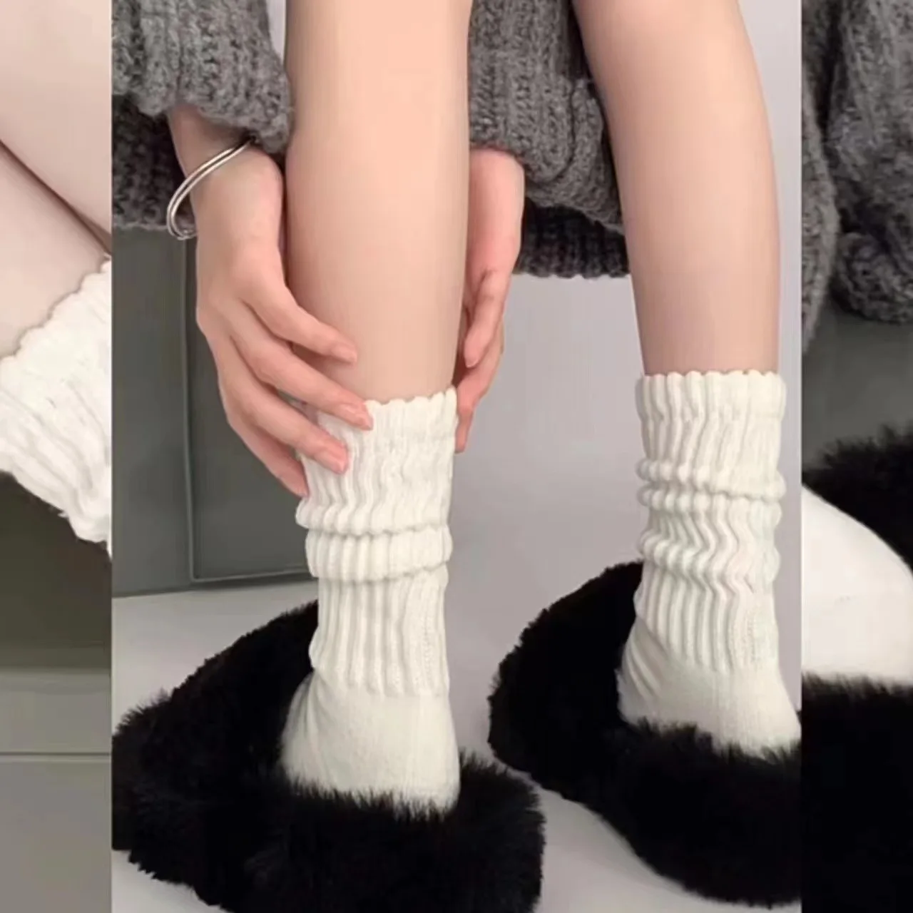 Socks Woman Autumn And Winter Solid Color Lolita Cute Girls JK Cotton Short Socks Thick Korean Fashion Socks for Women