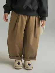 New Childrens Clothing Japanese Trousers Boys Girls Solid Loose Casual Cotton Simple Kids Wide Leg Pants Autumn Winter