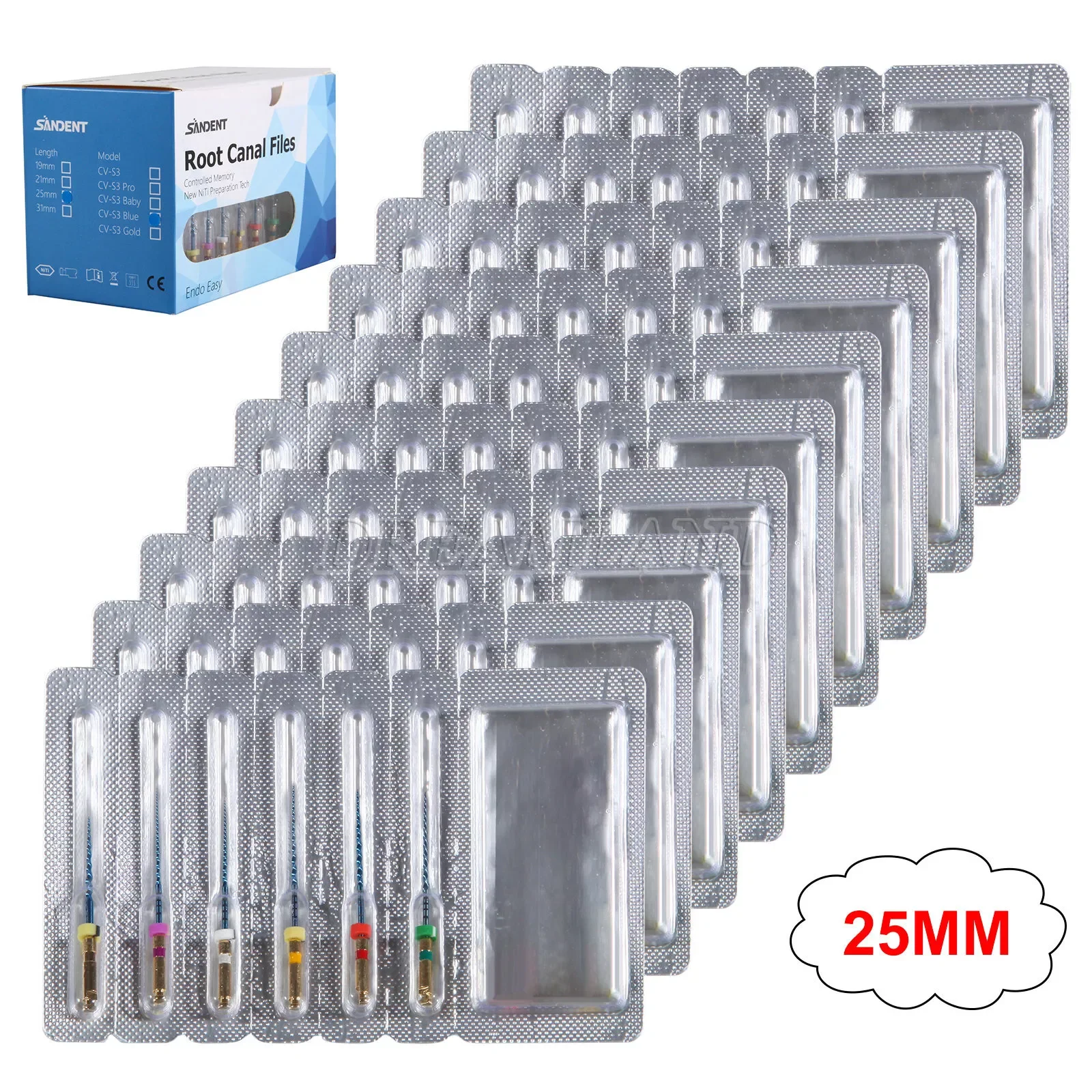 10Packs/60PCS Dental Rotary Super NiTi 25mm Engine Endodontic U-Files Root Canal File For Apex Locator Endodontic Motor