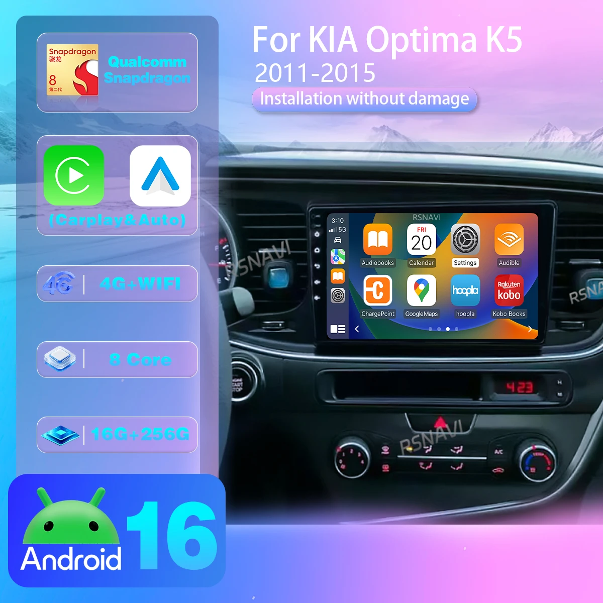 Android 16 Für KIA Optima K5 2013 - 2015 Carplay Auto 2K Bildschirm Autoradio Multimedia Player Autoradio GPS Stereo Qualcomm Bildschirm
