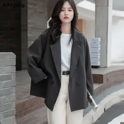 Blazer donna Casual quotidiano moda ufficio signora autunno stile coreano semplice Ins solido manica lunga base All-match retrò nuovo sciolto