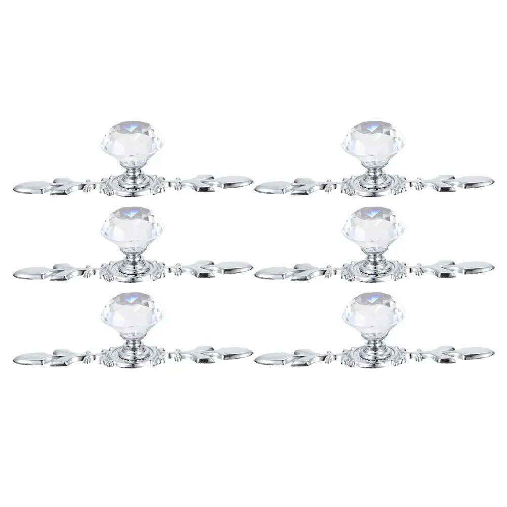 

6pcs Crystal Door Knobs Modern Dresser Handles Drawer Pulls Cabinet Knobs For Wardrobe Bathroom Durable Privacy Replacement