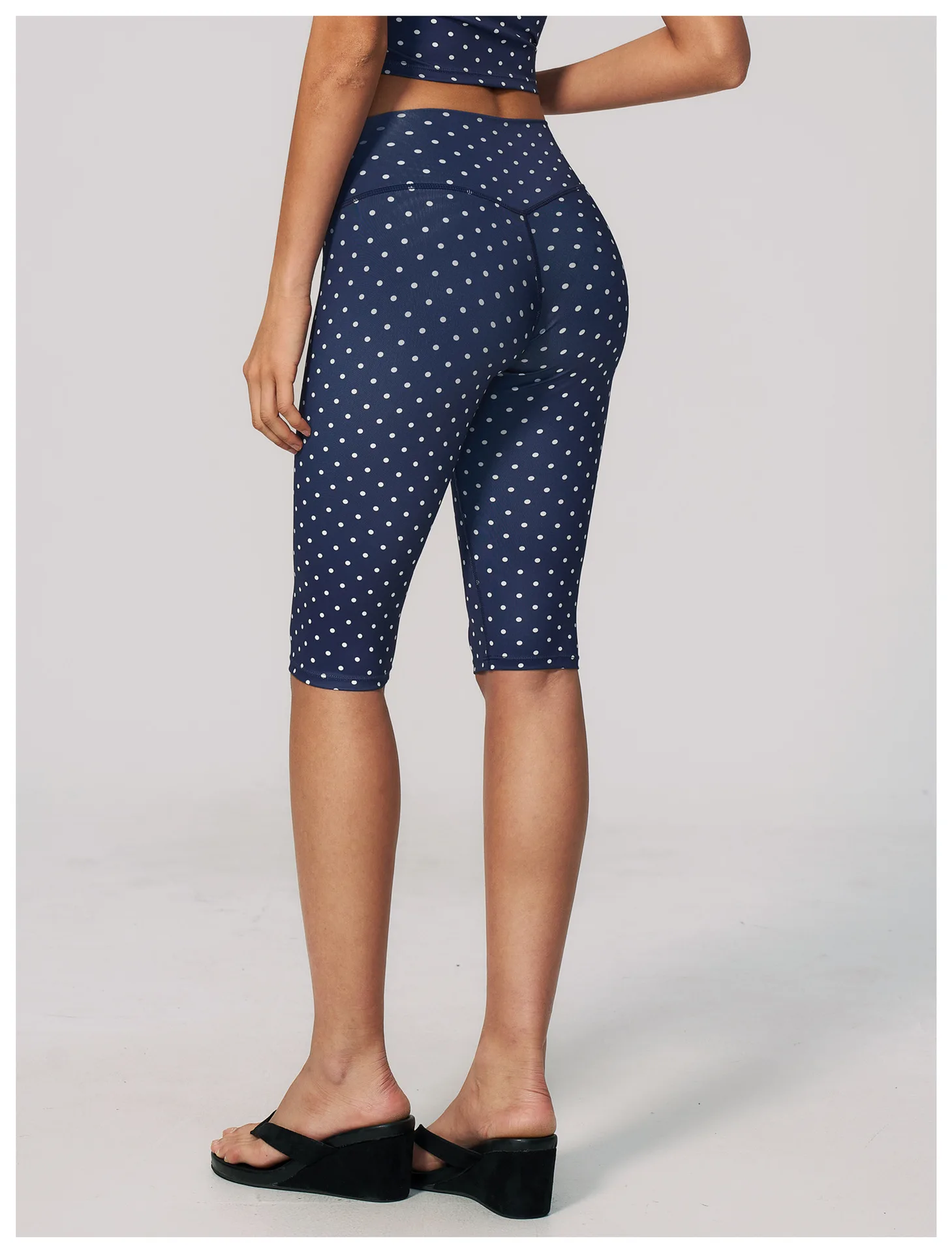 Polka Dot Print Midi Yoga Pants Quick Dry Tummy Control Hip Lifting Gym Sports Trousers Workout Fitness Outdoor Running Pants