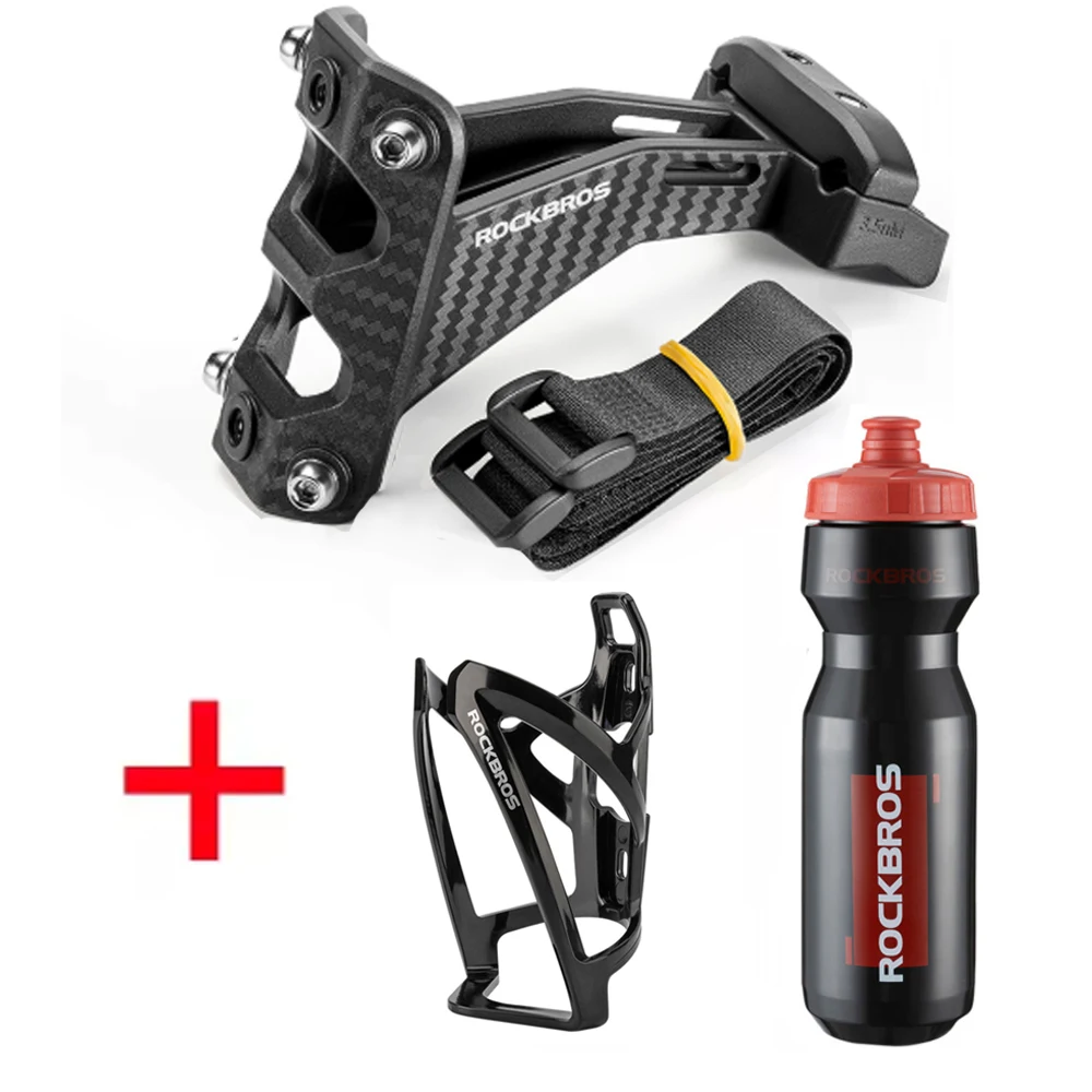 ROCKBROS Fahrrad-Flaschenhalter aus Carbon-Imitat, Fahrrad-Adapter, Sattel-Doppelbecherhalterung, Sitzverlängerung