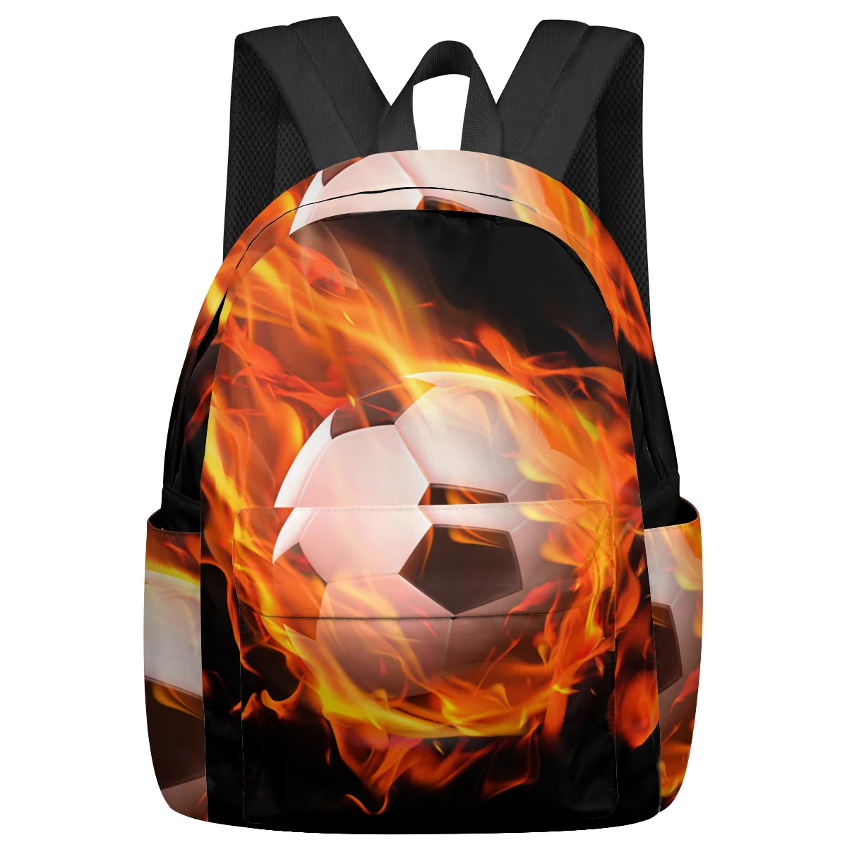 Flame Football Black Soccer Women Man Backpacks Waterproof Travel School Backpack For Student Boys Girls Laptop Bags Mochilas