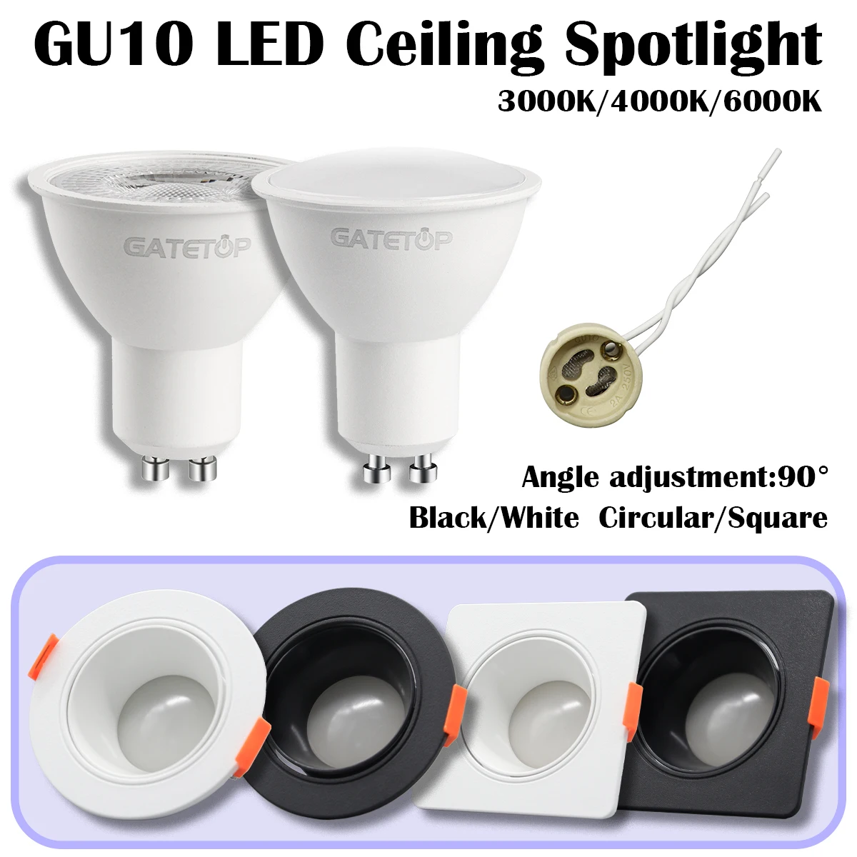 

5/10/20pcs GU10 Ceiling Spotlights Energy saving Downlight LED Angle adjustable rotating AC220V 120V indoor lighting