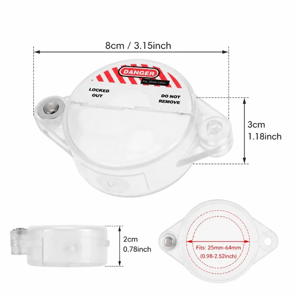 Sturdy PC Material Gate Valve Lock Integrated Design Good Visibility Safety Isolation Cover Multiple Sizes Reserved Lock Holes