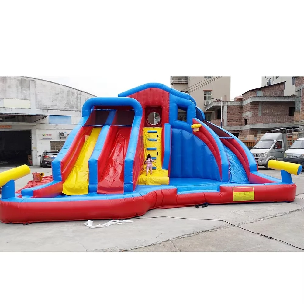 Inflatable Waterslide With Pool Blow up Kids Water Park Outdoor Dual Land Inflatable Bounce House Jumping Castle