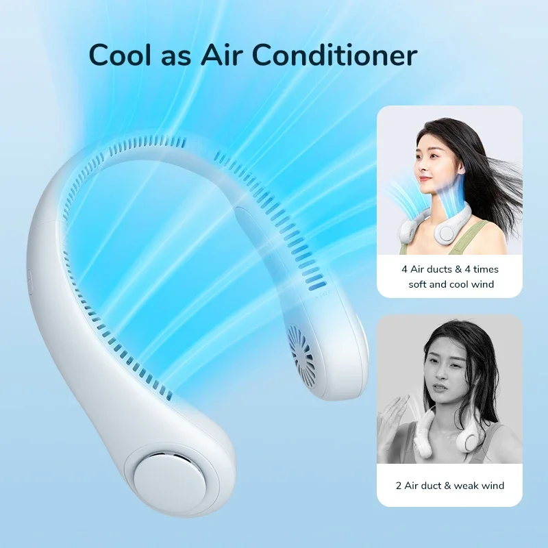 1PC Fan New Mini Neck Portable No Bladeless Hanging Neck Rechargeable Air Cooler 3 Speed Mini Summer Sport Fan