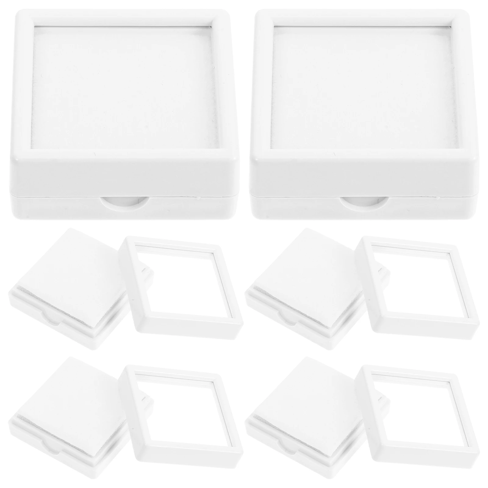 

6 Pcs Gem Display Box Jewelry Small Boxes Lids White Bulk Packaging Earring Organizer Clear Stone Storage Case
