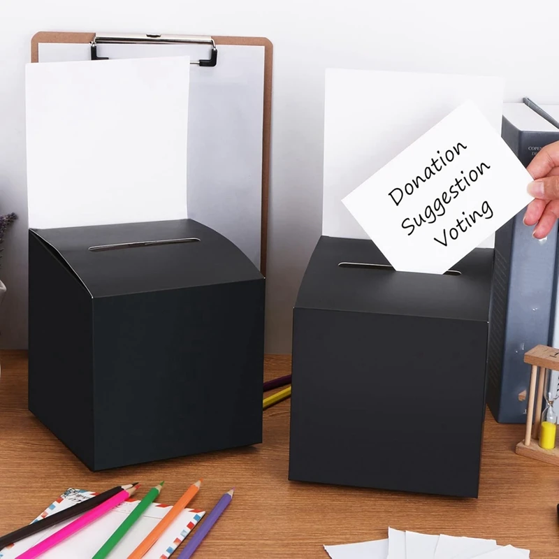 Hot-12-Pack Raffle Box Donation Box For Fundraising, Ballot Box Cardboard Box With Ticket Slot And Removable Title Box