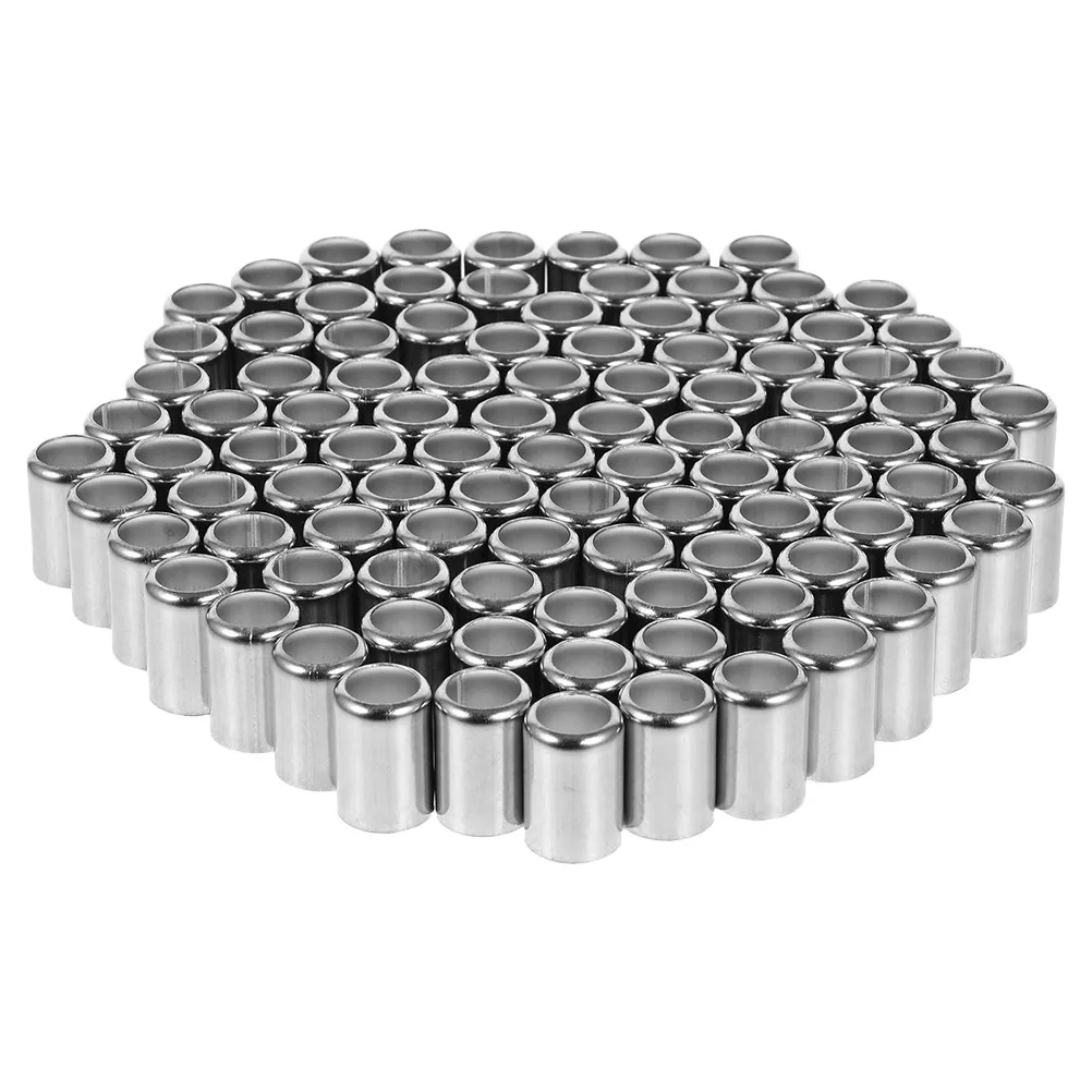 100Pcs Stainless Steel Hydraulic Hose Fitting Ferrules 0.83x0.51 Crimp Sleeve for High Pressure Hose Repair Pneumatic Industrial