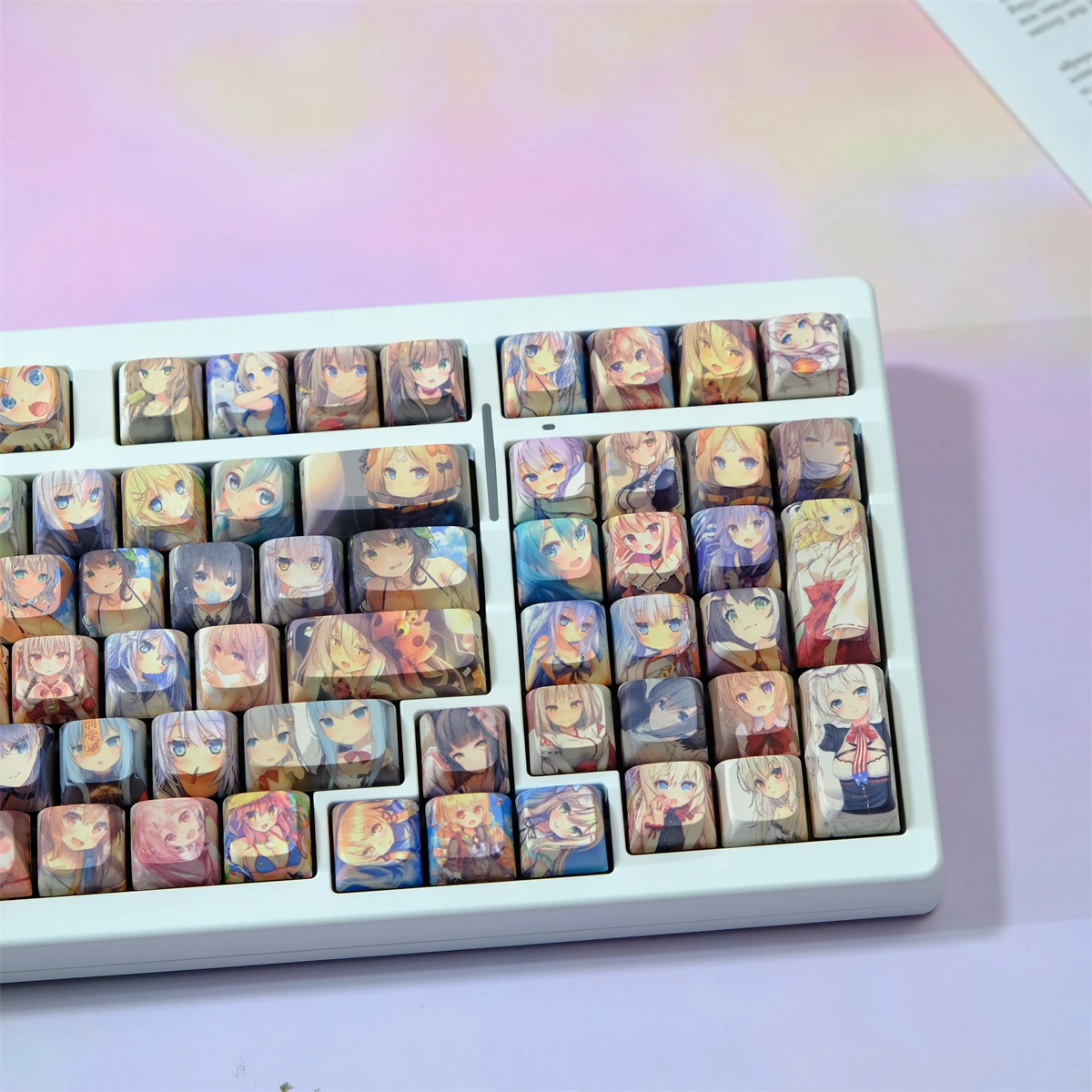 Teclas MOA de 126 teclas de colores Anime PBT sublimación de cinco lados teclas de perfil MOA para interruptores MX teclas de teclado mecánico