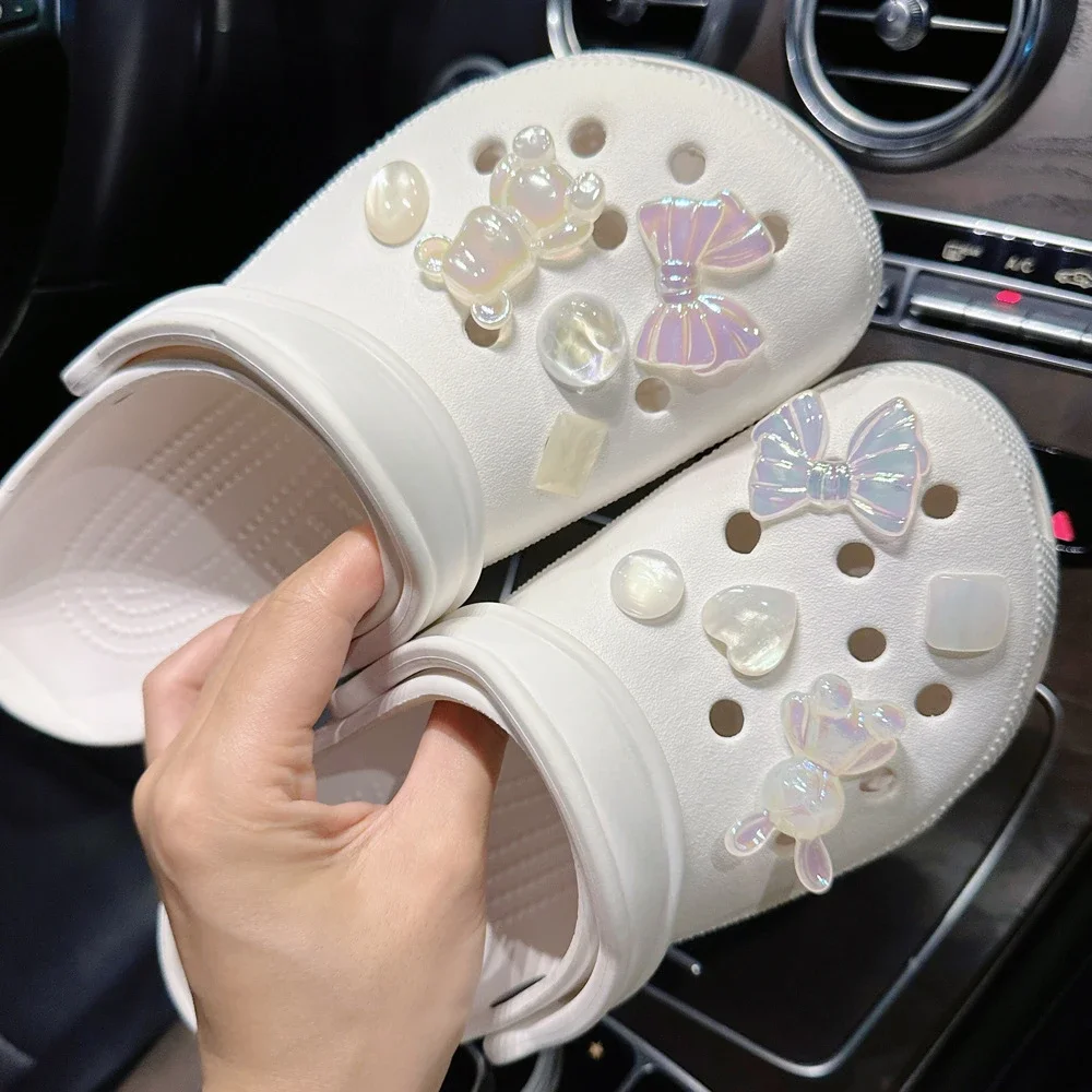 Sapato Charme com Cristal Artificial Talão, Cadeia DIY Decoração, Fivela para Buraco, Conjunto de Acessórios para Crianças, Presente para Meninas