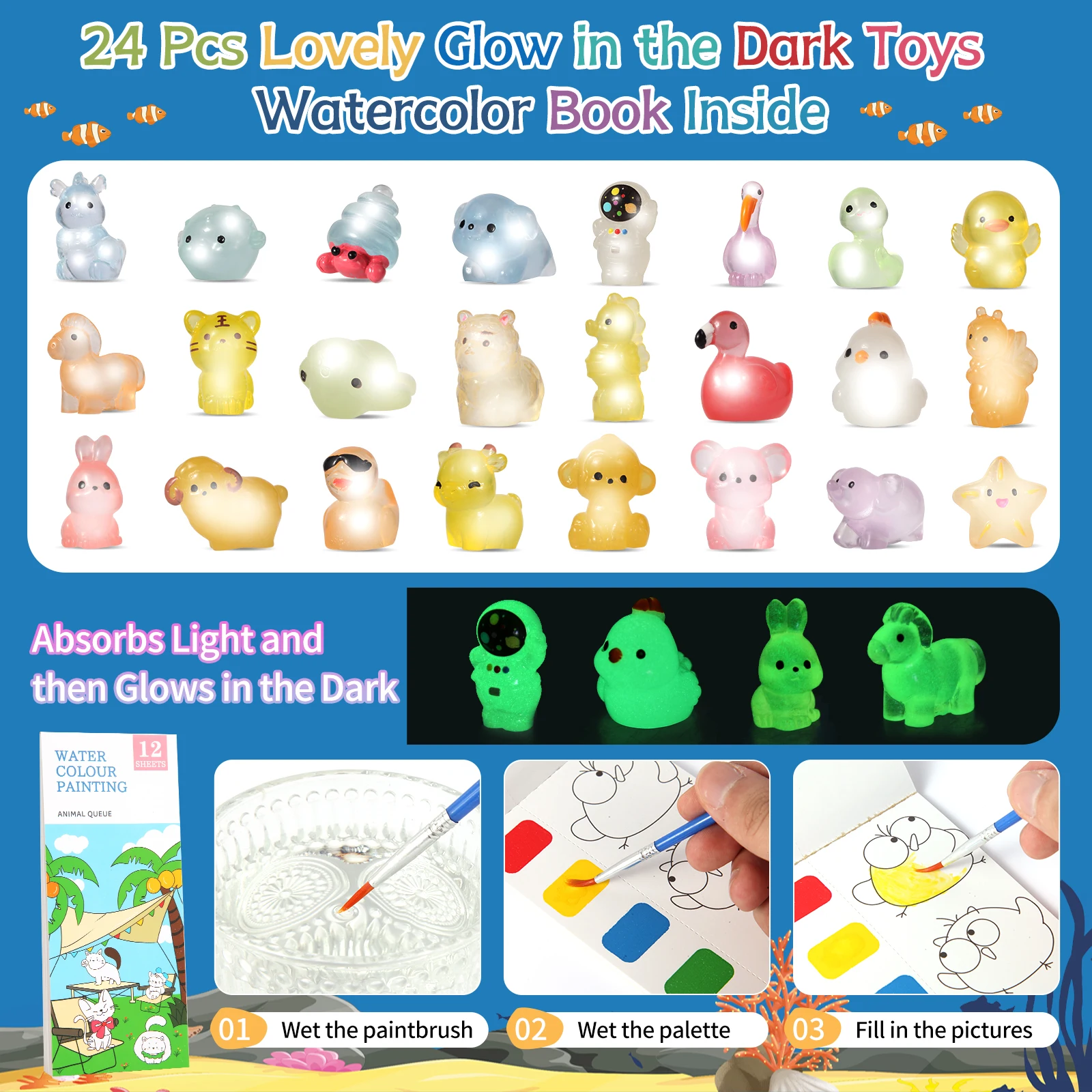 Bath Treats for Kids with Toy Inside, 24 Pcs Natural and Organic Bubble Bath Treats with Glow-in-The-Dark Surprise Inside